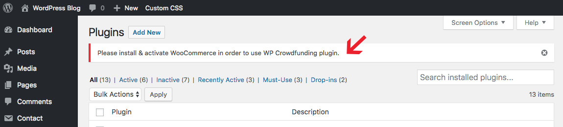 WP Crowdfunding激活WooCommerce