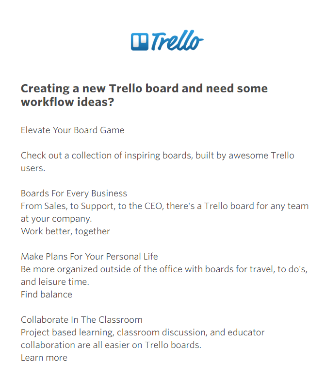 Trello培育电子邮件