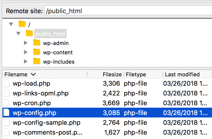 站點根文件夾中的wp-config.php文件。