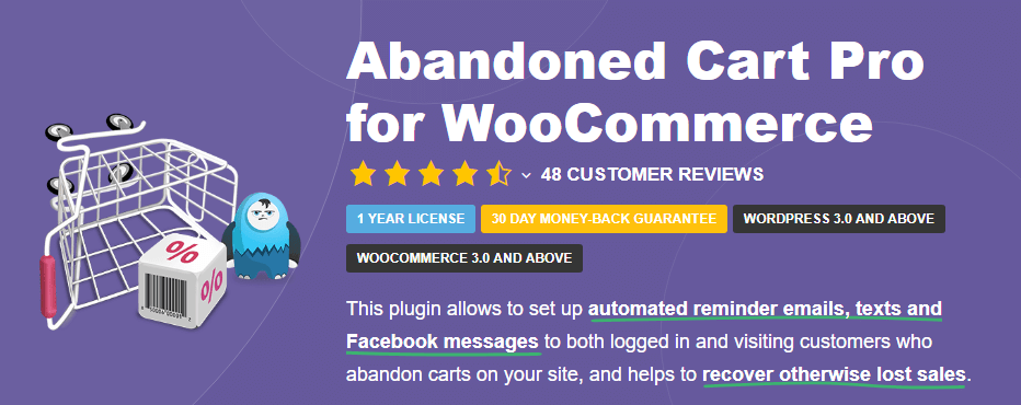 用於WooCommerce插件的Abandoned Cart Pro。「width =」932「height =」370