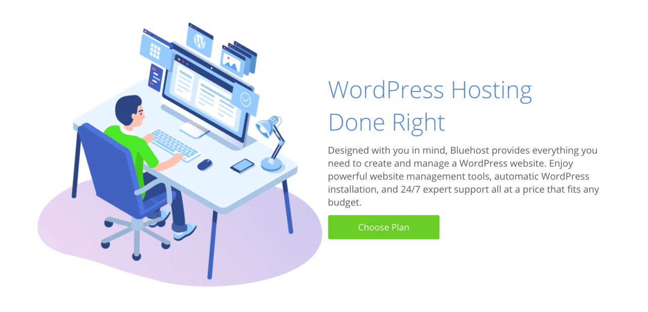 Bluehost的WordPress託管計劃包括預裝的WordPress。