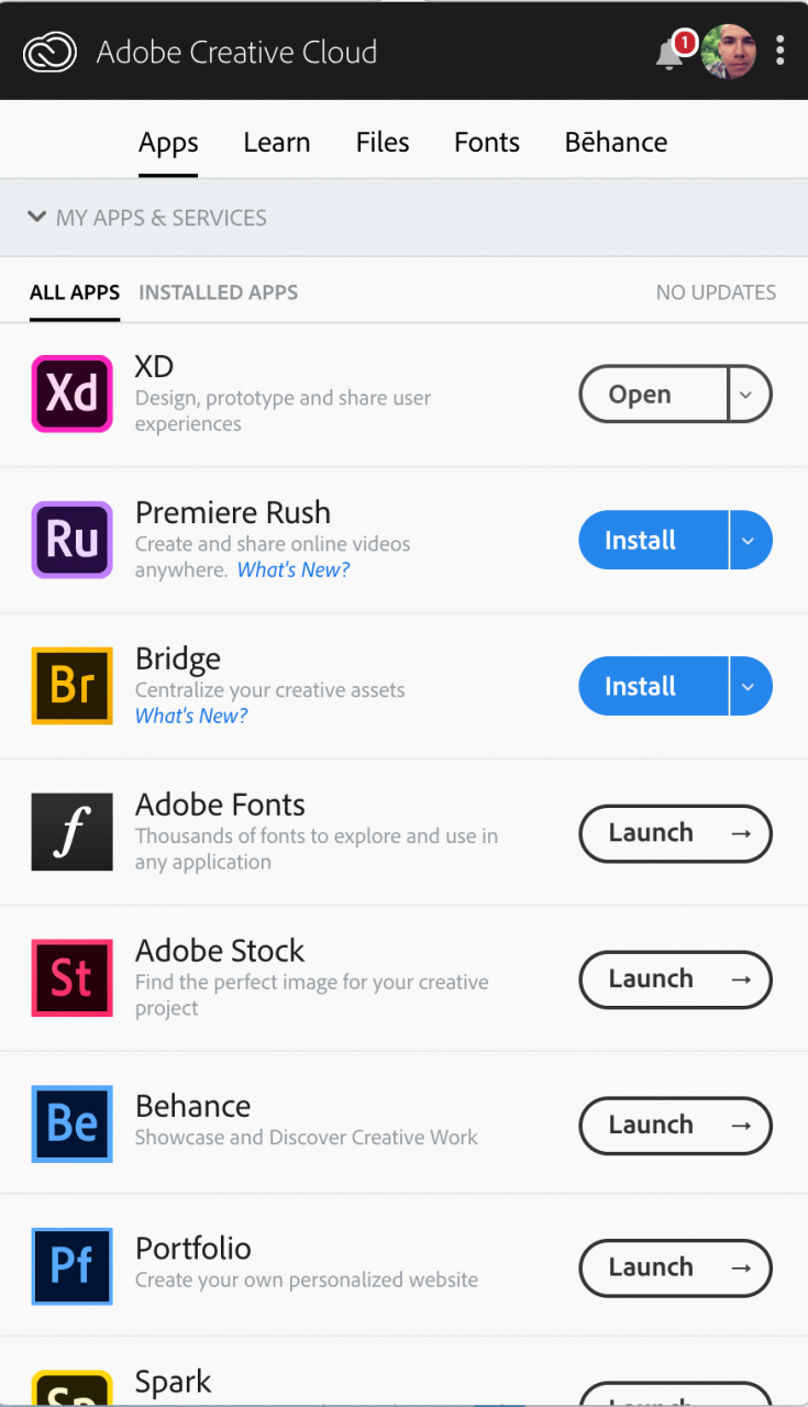 Adobe XD提供Adobe Creative Cloud