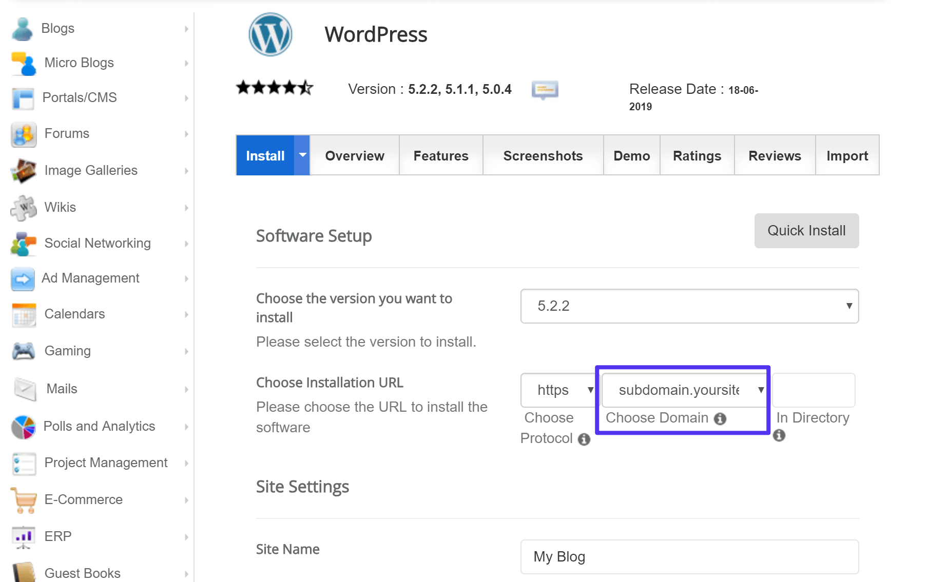 如何使用自动安装程序在子域上安装WordPress