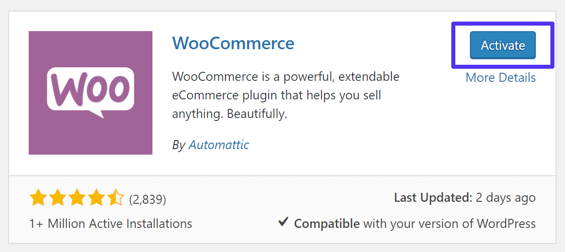 激活WooCommerce