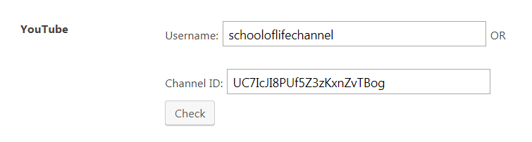 在YourChannel插件中输入您的用户名。