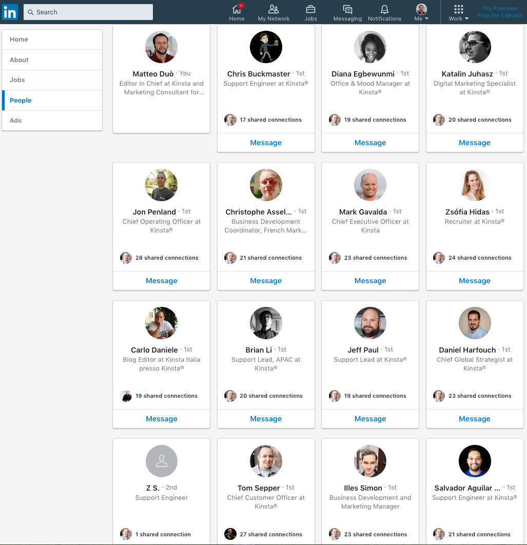 如何在LinkedIn上创建公司页面：员工列表