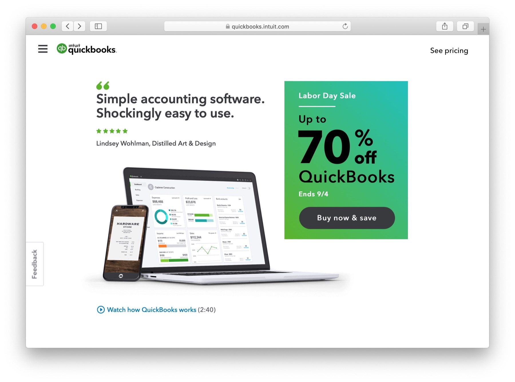quickbooks  - 適用於小型企業的最佳會計軟體