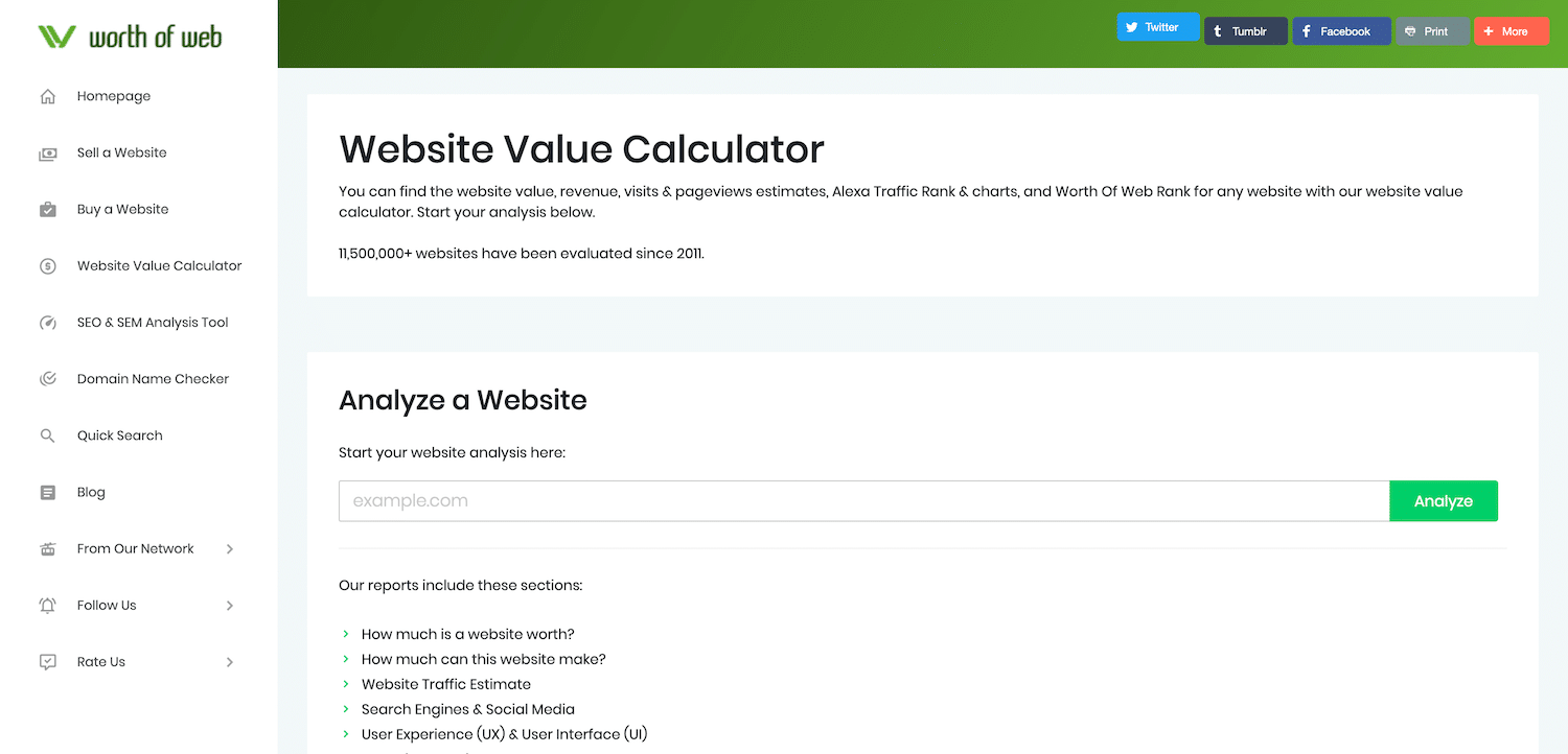 网站价值计算器