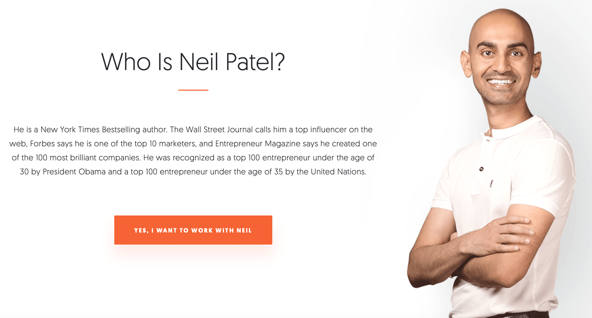 Neil Patel在他的主頁上的圖像。