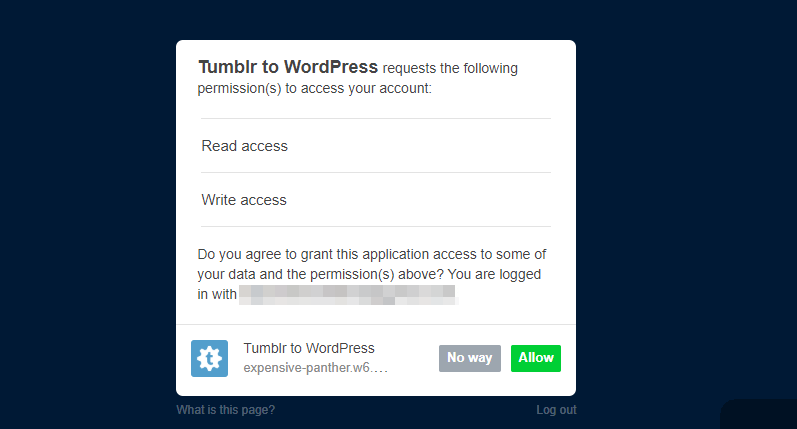 授权您的应用将Tumblr导入WordPress