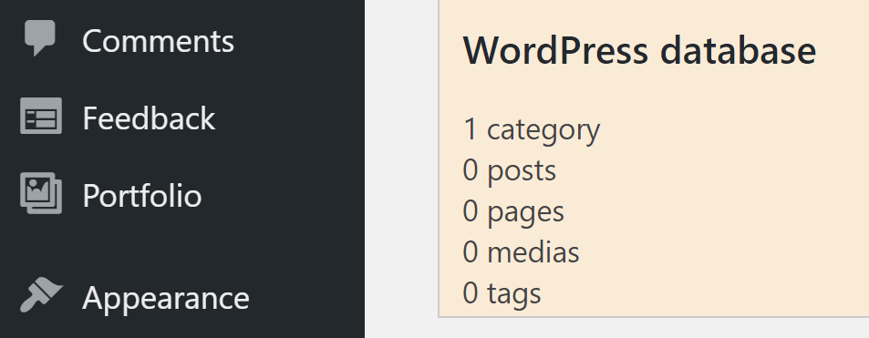 WordPress数据库部分。