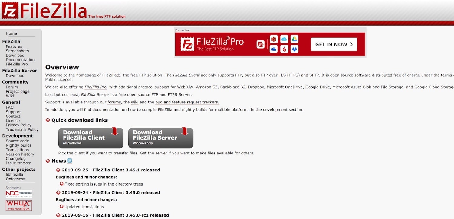 最佳FTP客戶端：FileZilla