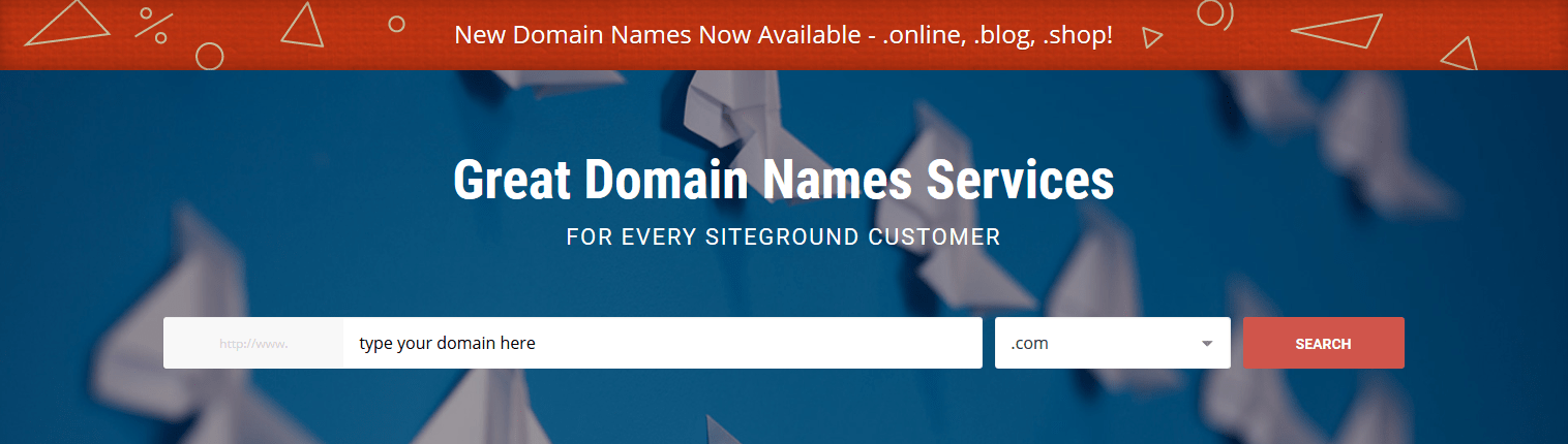 SiteGround域名选择