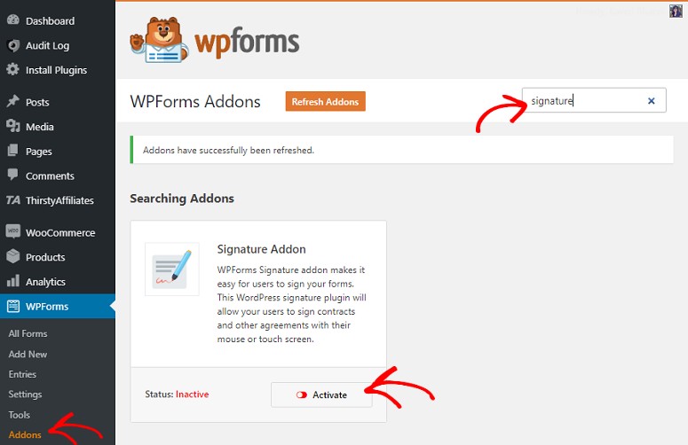 WPForms签名附件