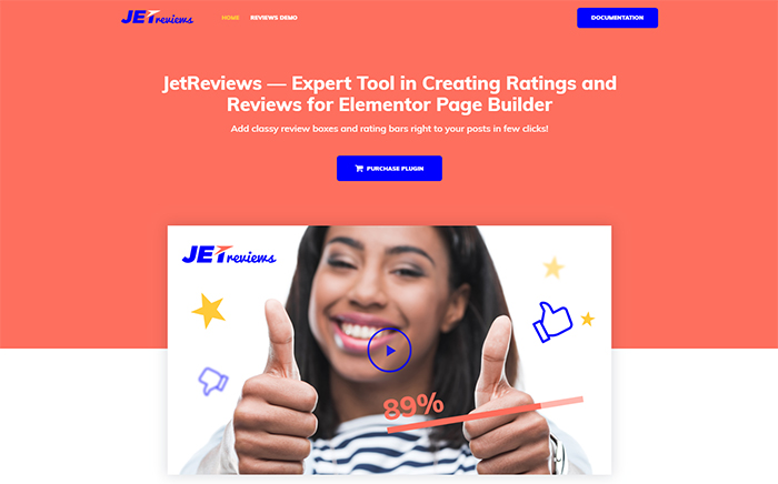 JetReviews評論小部件，用於Elementor Page Builder WordPress插件