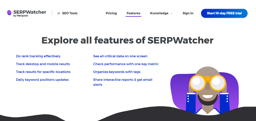 SERPWatcher用於檢查Google關鍵字排名