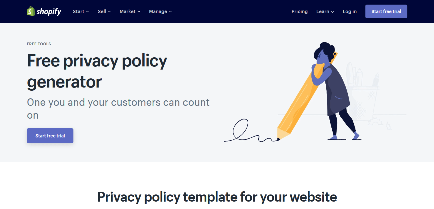 Shopify的隱私權政策產生者 