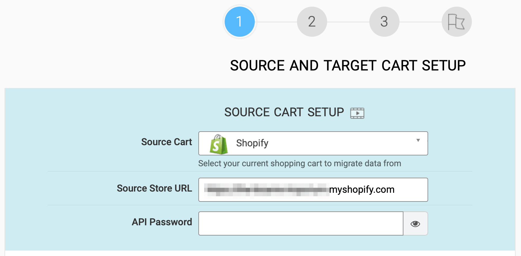 Cart2Cart的購物車設置頁面可幫助您將Shopify遷移到WooCommerce」 class =「 wp-image-26678