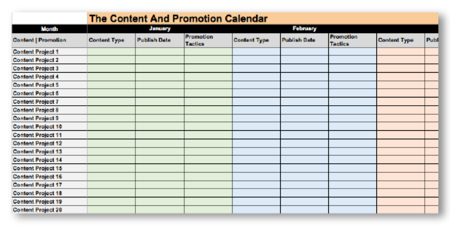 An example of a content calendar you can use