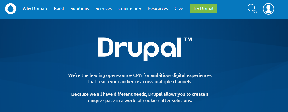 Drupal 9主页。