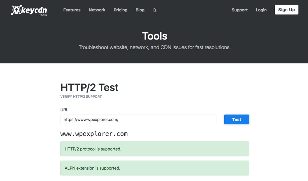 KeyCDN HTTP / 2測試