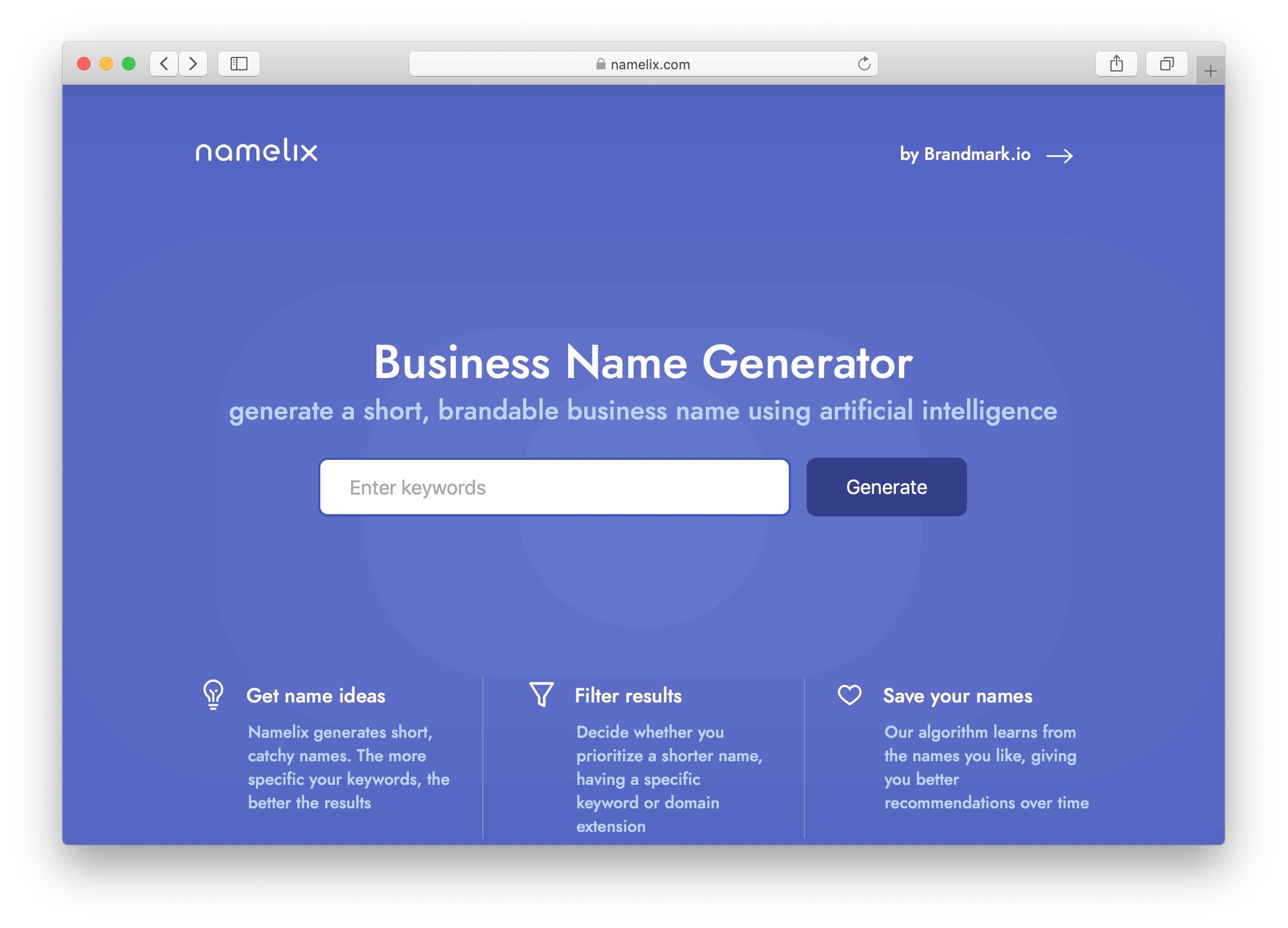 最佳免費企業名稱生成器：Namelix