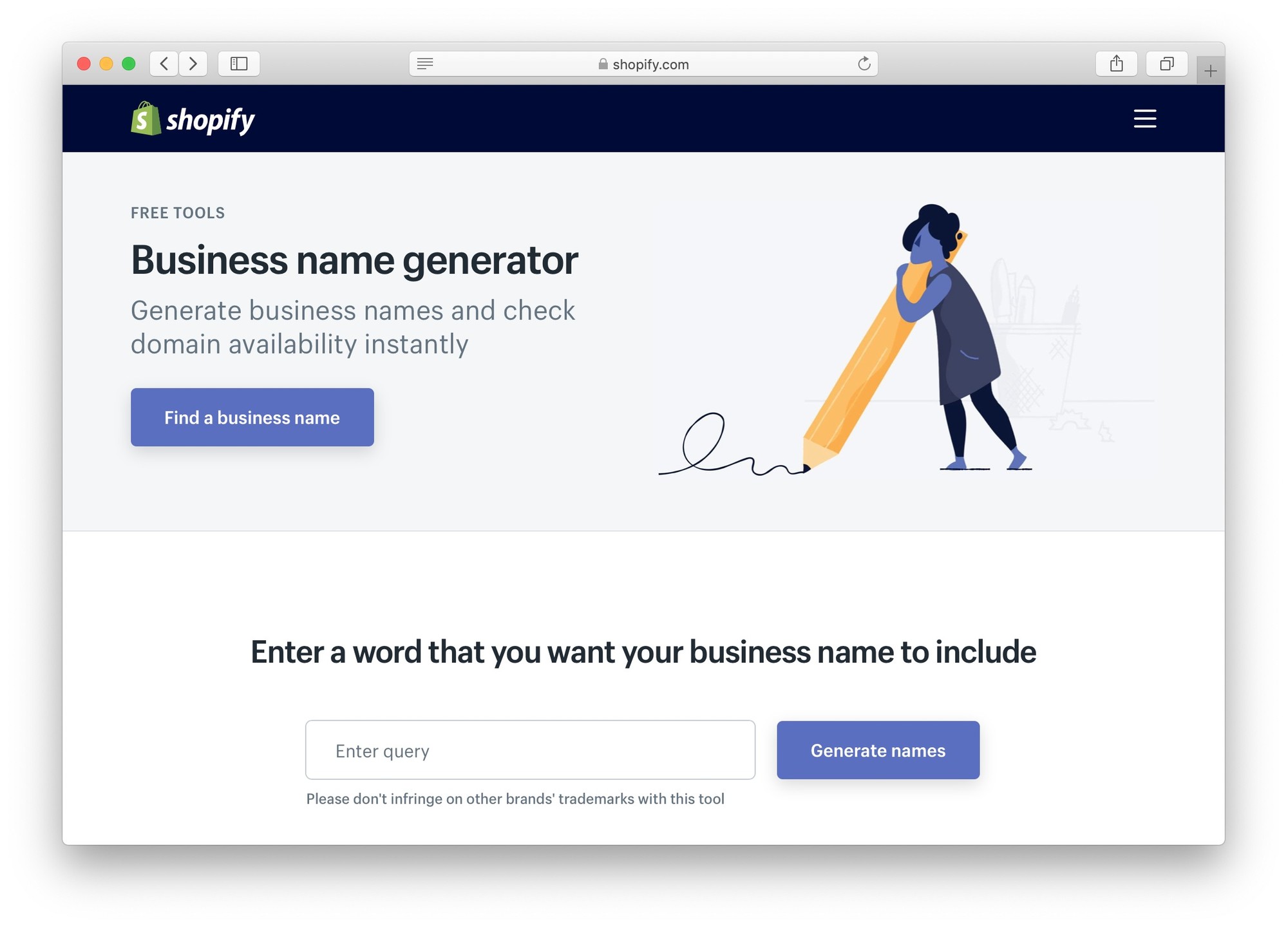 最佳免費企業名稱生成器：Shopify