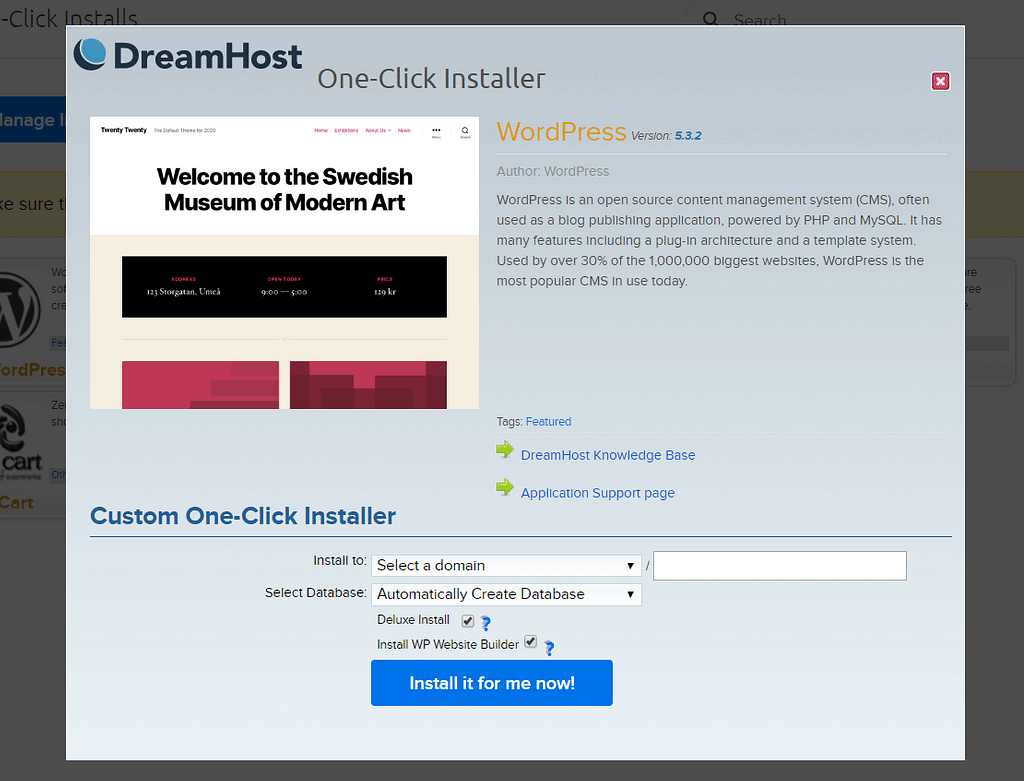 DreamHost一鍵安裝