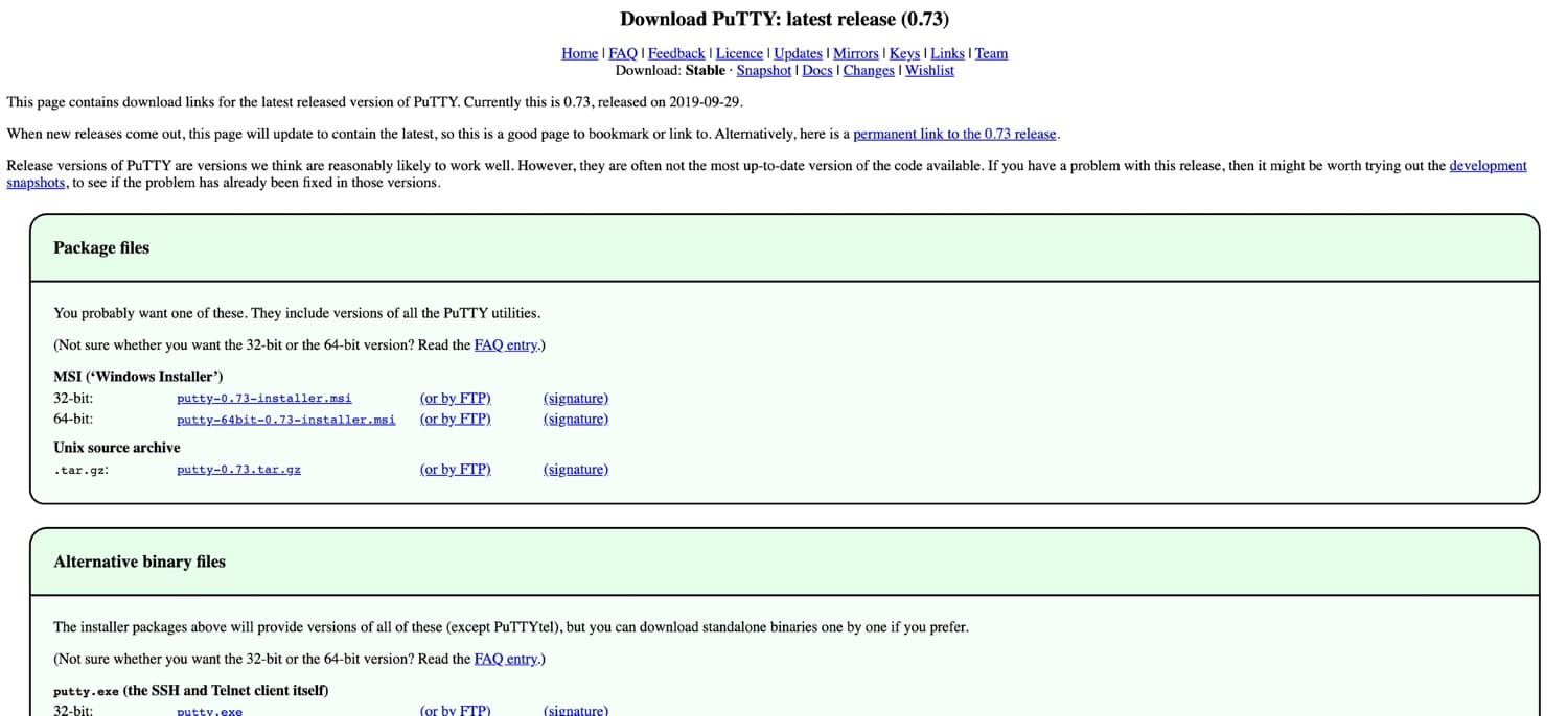 如何使用SSH：PuTTY下載頁面
