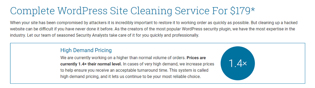 Wordfence网站清洁服务附带了Surge定价