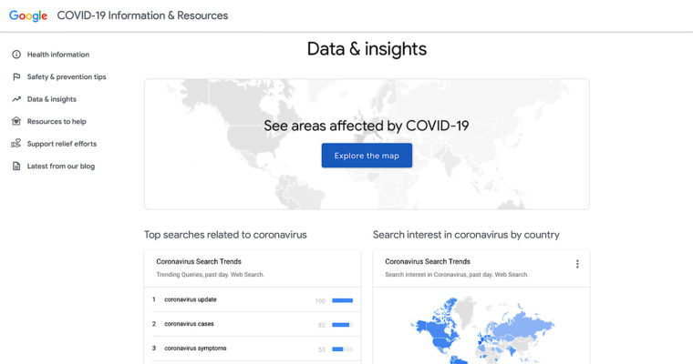 Google推出COVID-19信息網站和針對冠狀病毒查詢的新搜索體驗