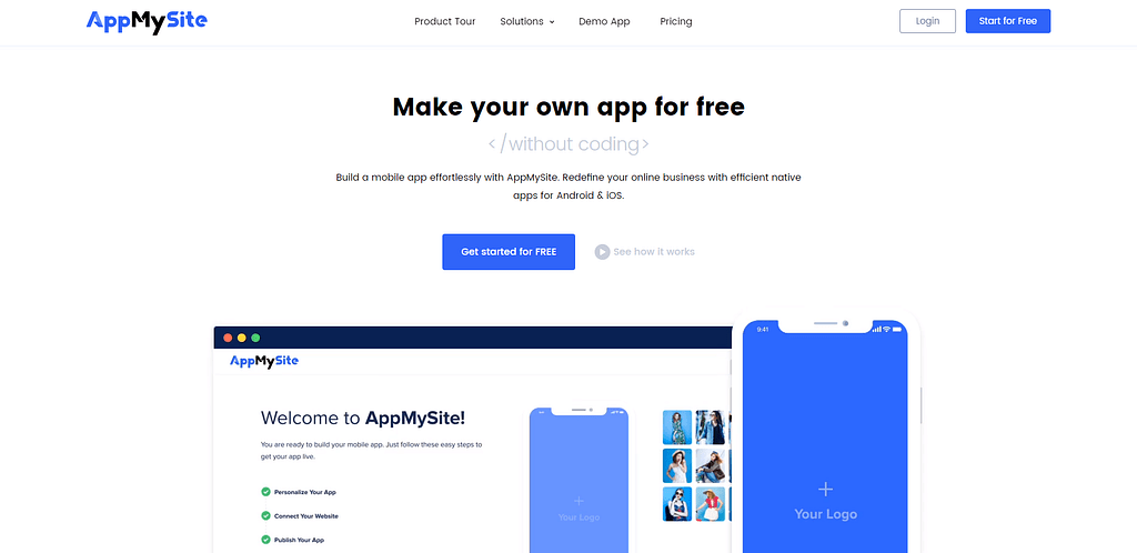 WooCommerce應用程序構建器的AppMySite主頁