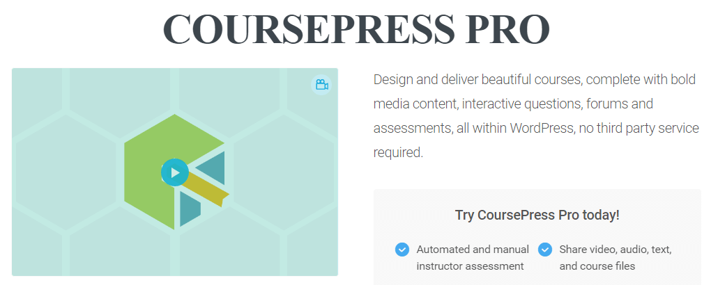 CoursePress Pro插件。“ width =” 1020“ height =” 410