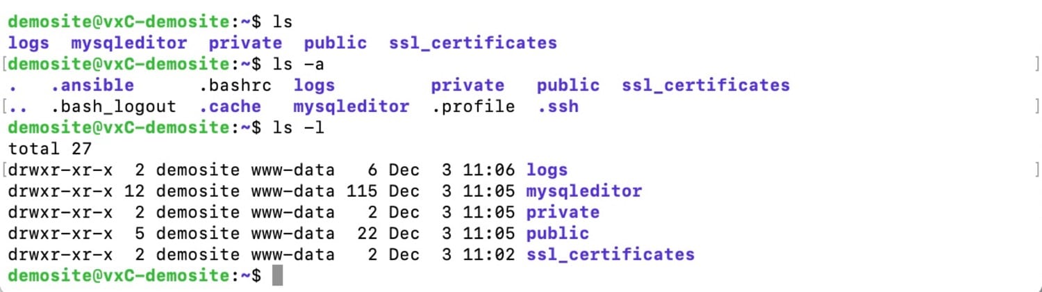 如何使用SSH：ls命令