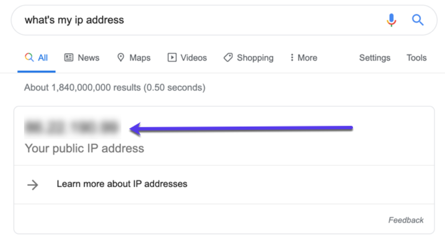 使用Google快速找到您的IP地址