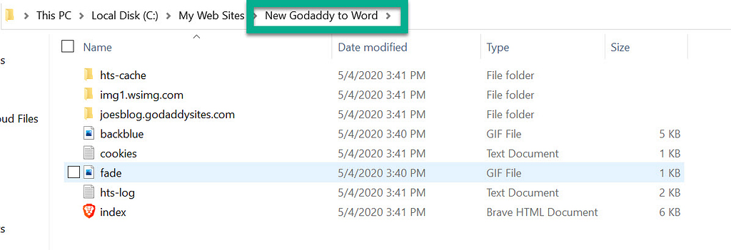 文件位置-GoDaddy网站生成器到WordPress