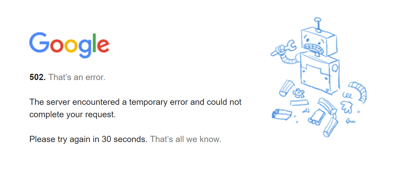 google-502-error