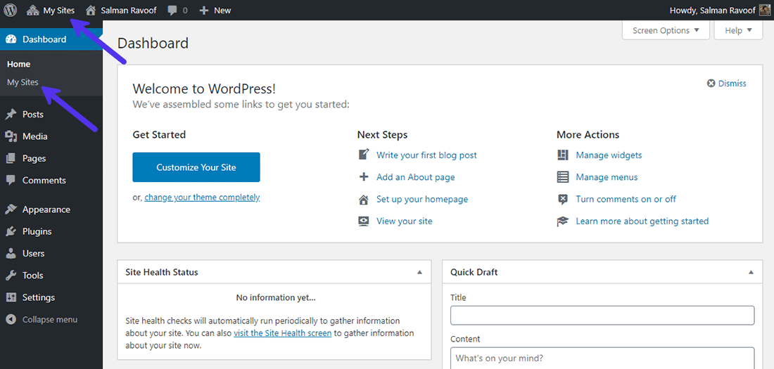 WordPress多站點網路中的「超級管理員」角色儀錶板