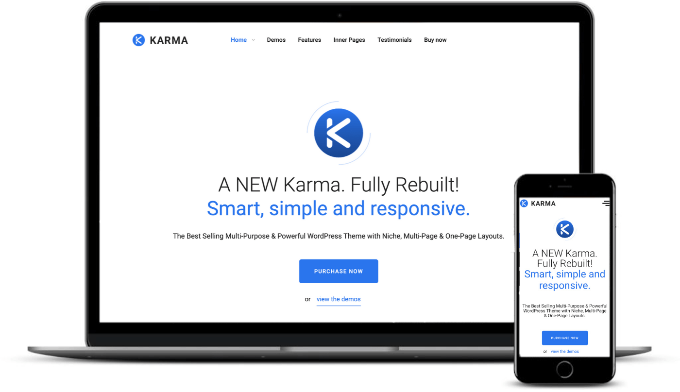 要成為響應速度最快的WordPress主題之一，它必須在桌面和移動設備（如Karma）上看起來不錯。