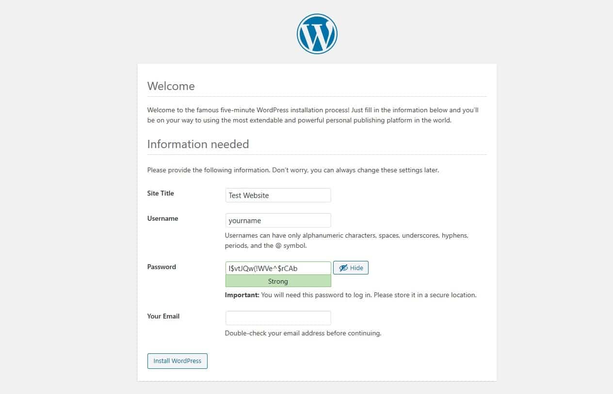 新的WordPress欢迎