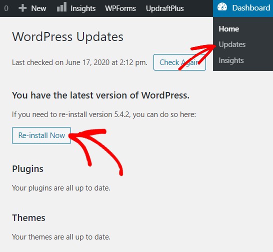 恢复WordPress