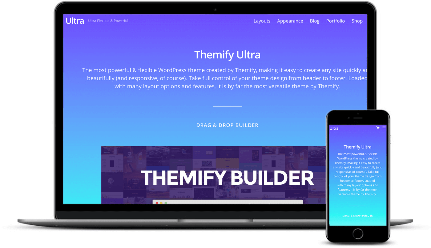 在台式機和移動設備上使用Themify Ultra。