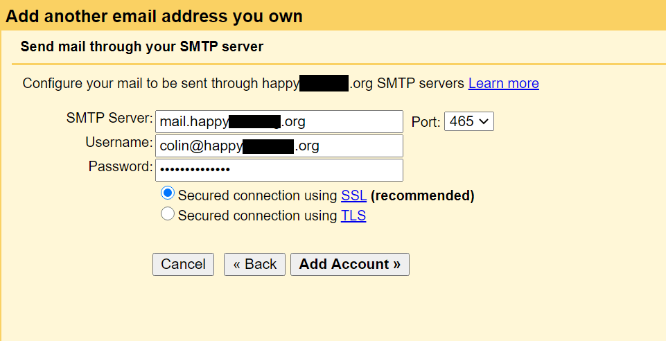 输入SMTP信息
