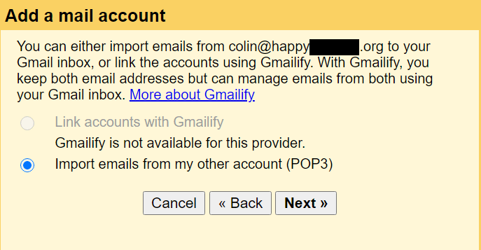 帶有您自己的自定義域名的Gmail：從POP3導入電子郵件