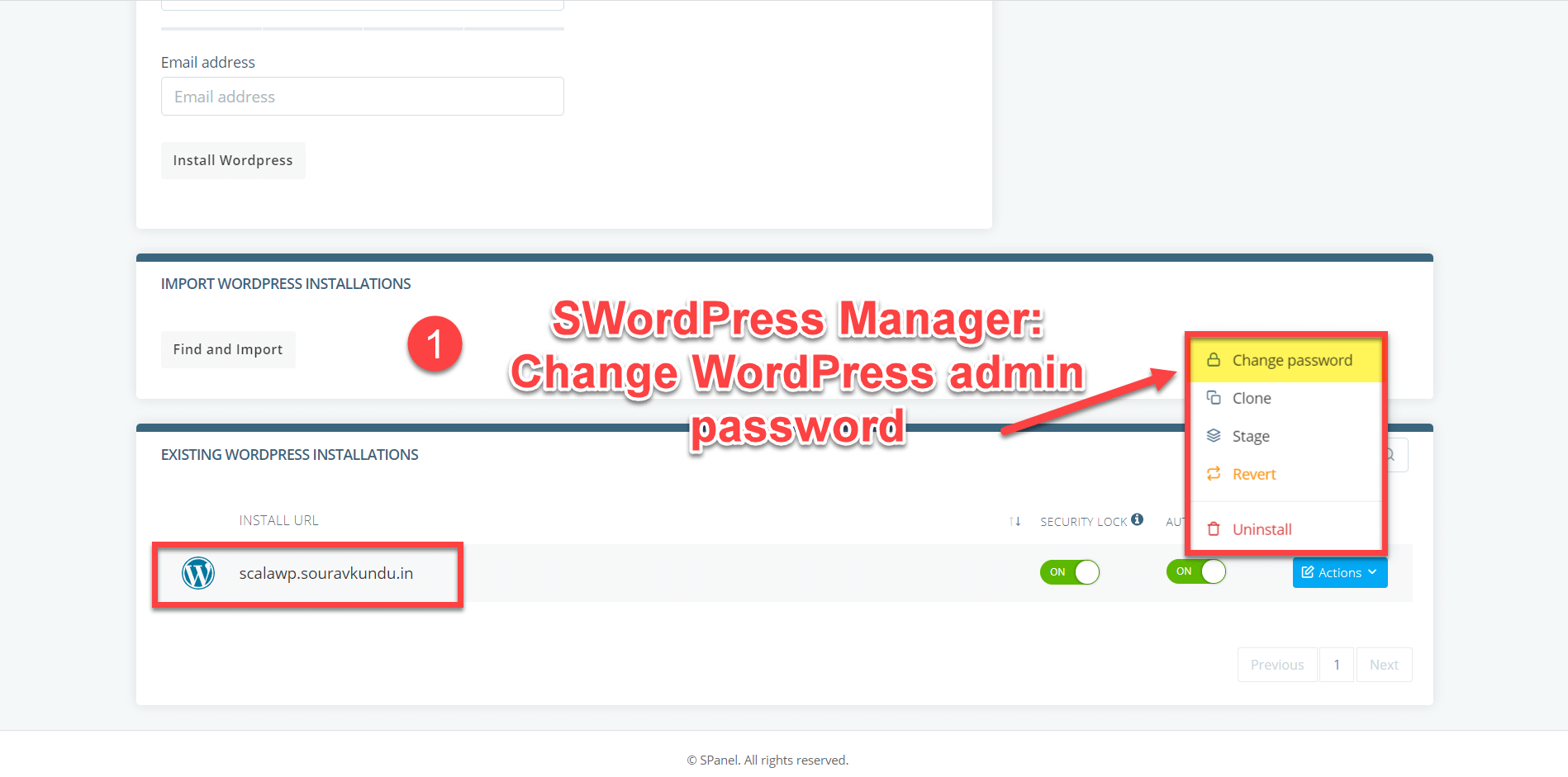 Scalawordpress管理员选项-更改wordpress管理员密码1