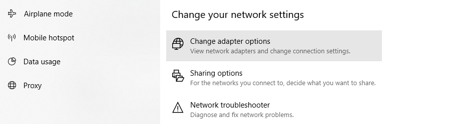 Windows更改适配器选项设置。