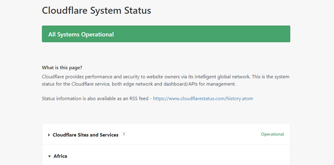 通过cloudflarestatus.com检查Cloudflare系统状态