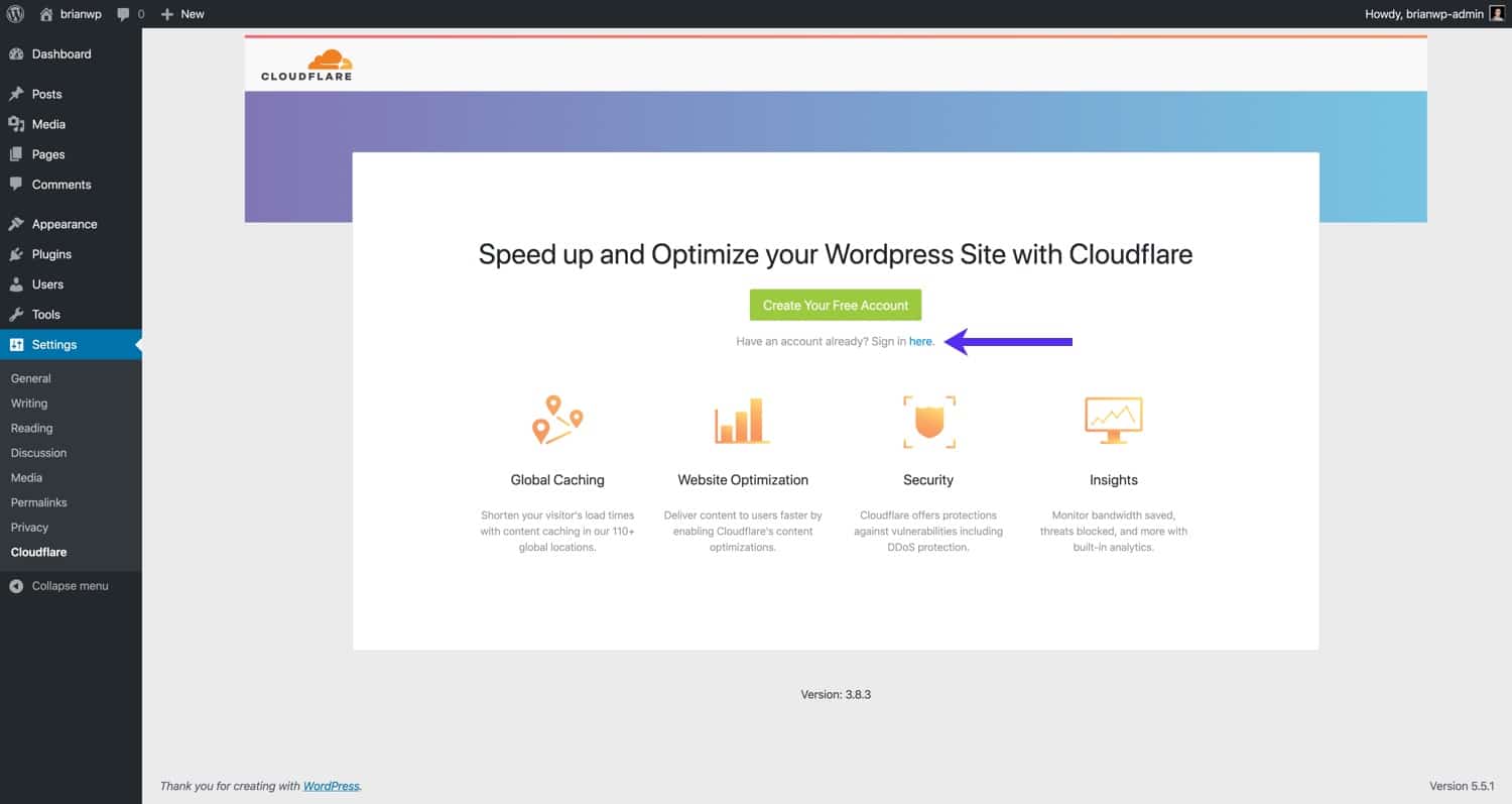 登錄到您的Cloudflare帳戶。