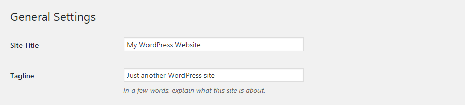 常規WordPress設置屏幕，第1部分。