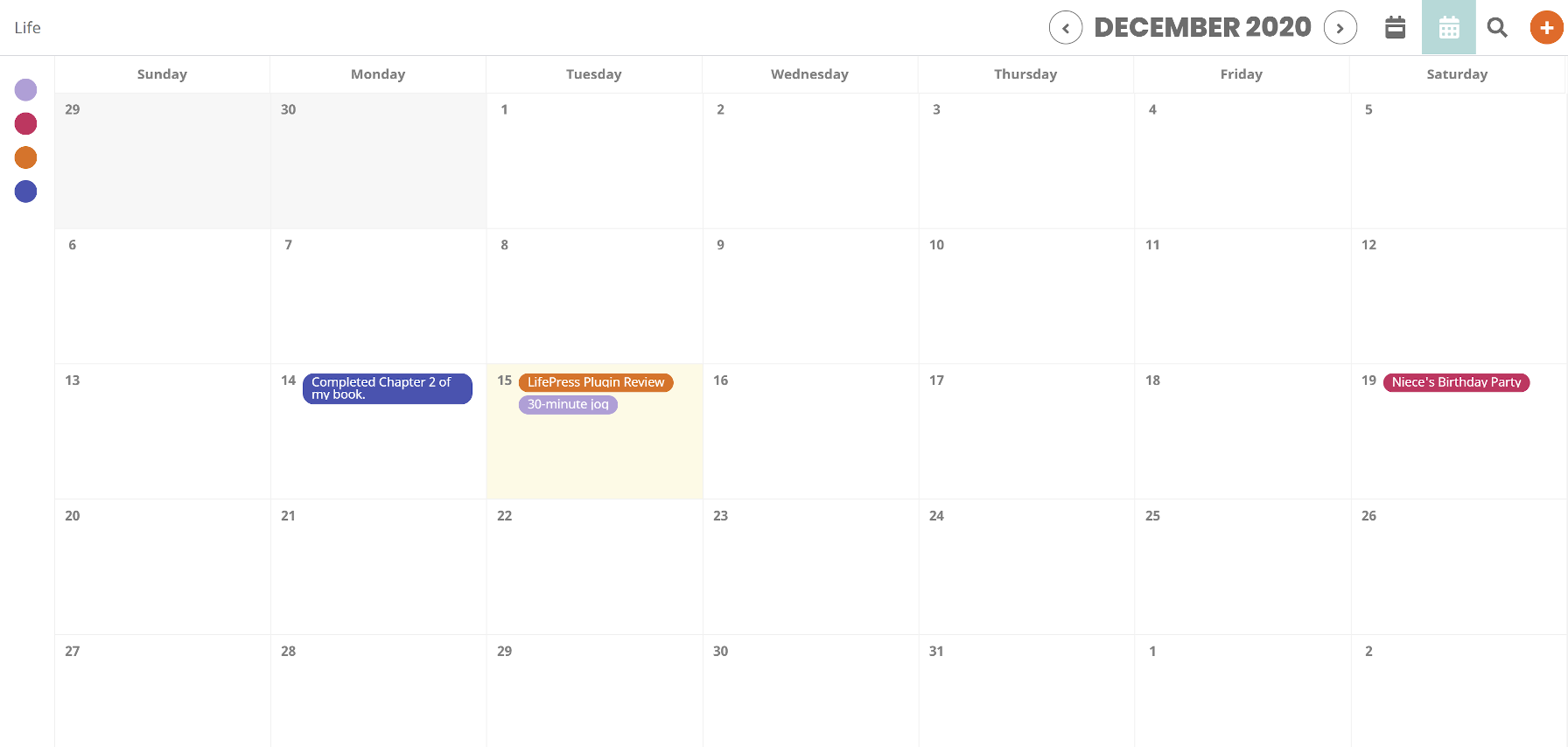 使用lifepress日曆插件記錄和跟蹤過去的事件使用LifePress Calendar插件記錄和跟蹤過去的事件